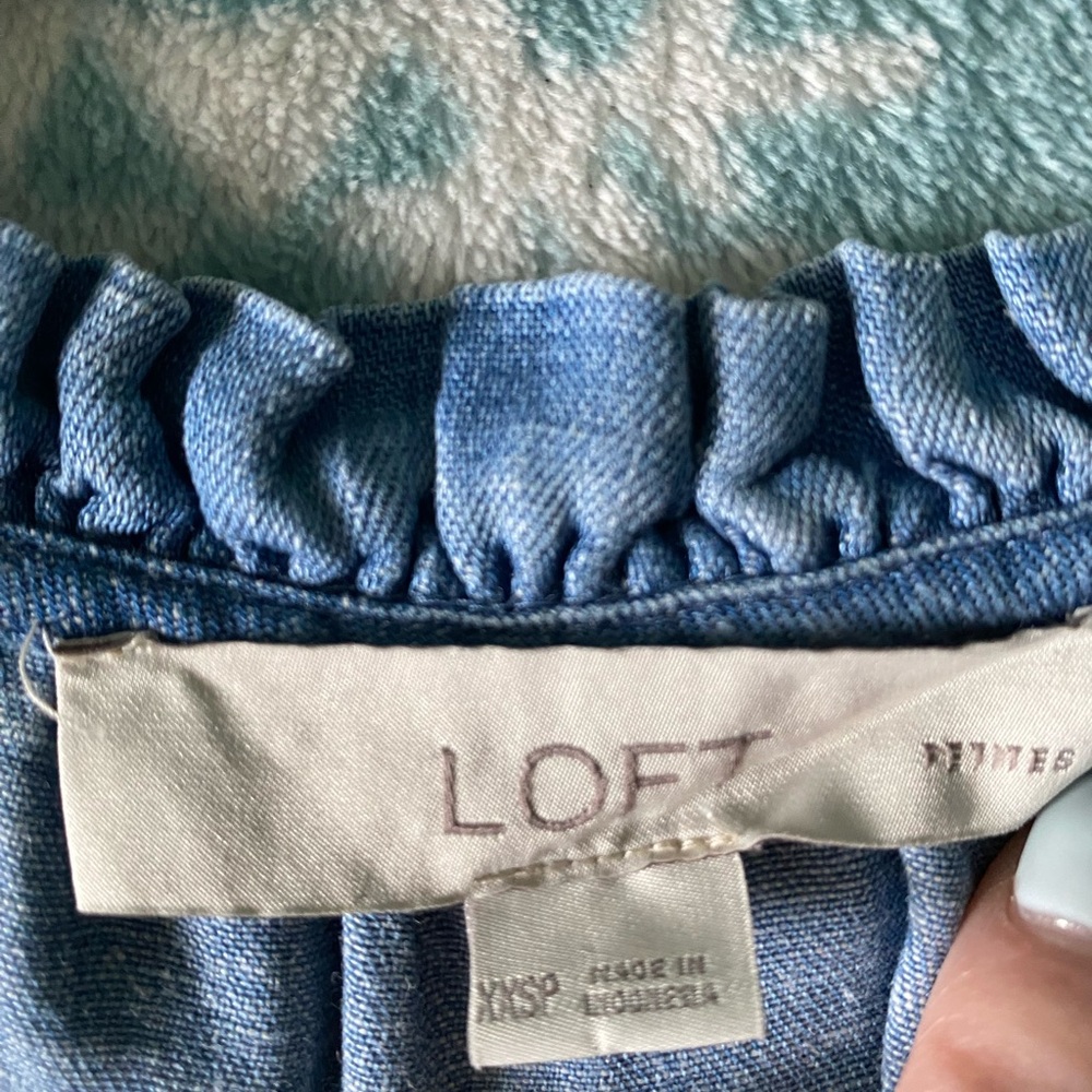 LOFT Denim Skirt with Ruffle Trim